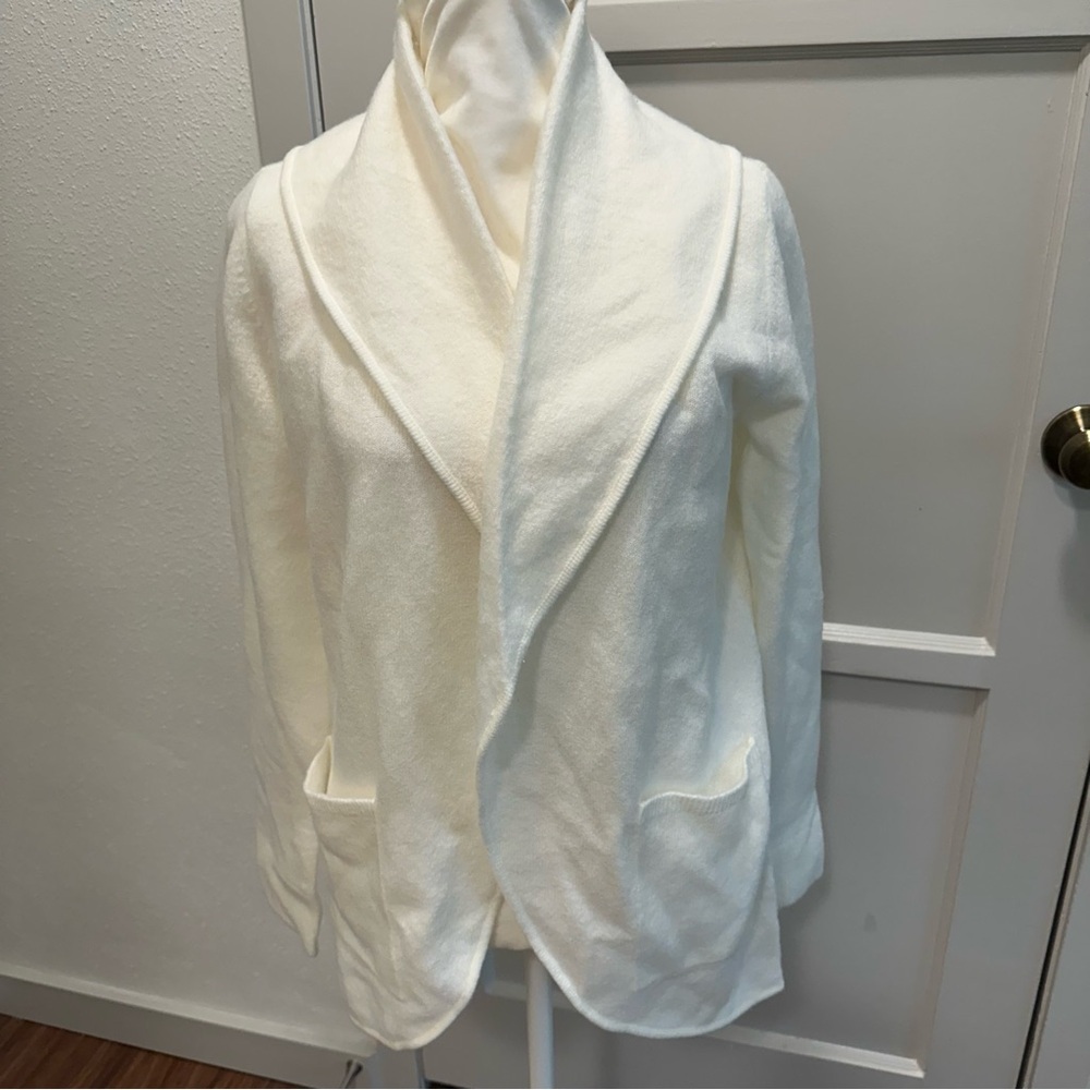 LOFT Cream Women’s Shawl Collar Open Front Cardigan Sz S